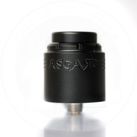 Asgard Mini 25mm RDA By Vaperz Cloud Satin Black (Aluminium Top Cap) On White Background