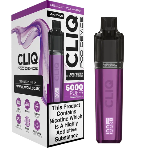 Avomi Cliq 6000 Prefilled Vape Kit Raspberry Blackcurrant