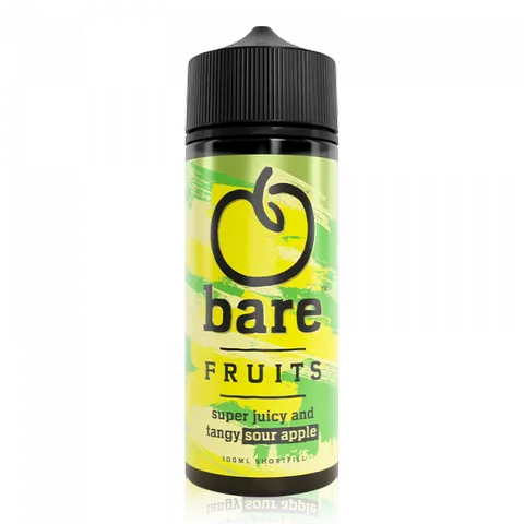 Bare Fruits 100ml Shortfill E-Liquid Sour Apple On White Background