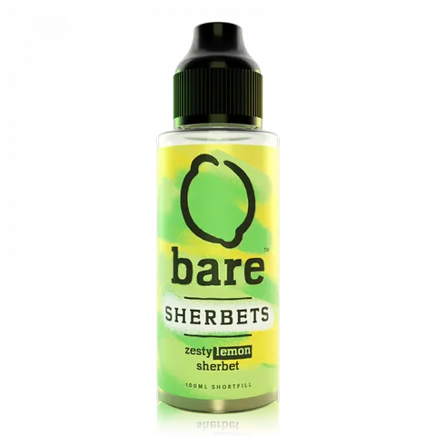 Bare Sherbets 100ml Shortfill E-Liquid Lemon On White Background