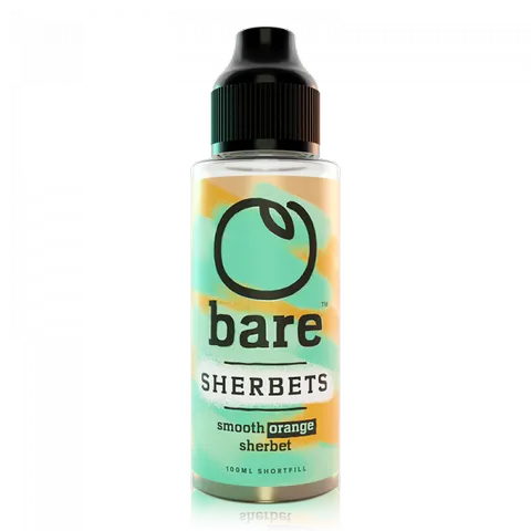 Bare Sherbets 100ml Shortfill E-Liquid Orange On White Background