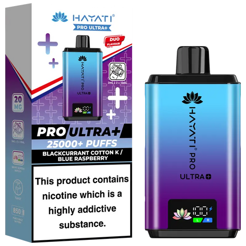 Hayati Pro Ultra Plus 25k Prefilled Vape Kit Blackcurrant Cotton K Blue Raspberry