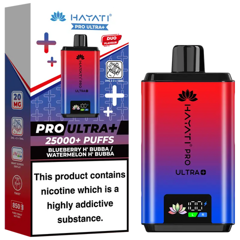Hayati Pro Ultra Plus 25k Prefilled Vape Kit Blueberry H'Bubba Watermelon H' Bubba