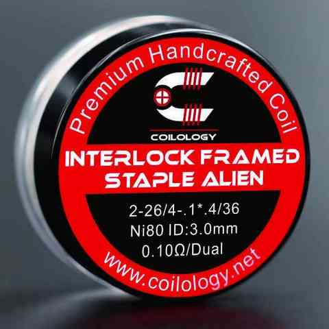 Coilology Hand Crafted Coils Interlock Framed Staple Alien 2-26 4-.1*.4 36 Ni80 ID3.0mm 0.10Ω Dual