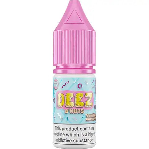 DEEZ D'Nuts 10ml Nic Salts Vanilla Custard / 10mg On White Background