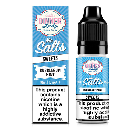 Dinner Lady Bar Salt E-Liquids Bubble Mint / 10mg On White Background