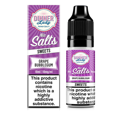 Dinner Lady Bar Salt E-Liquids Grape Bubblegum / 10mg On White Background