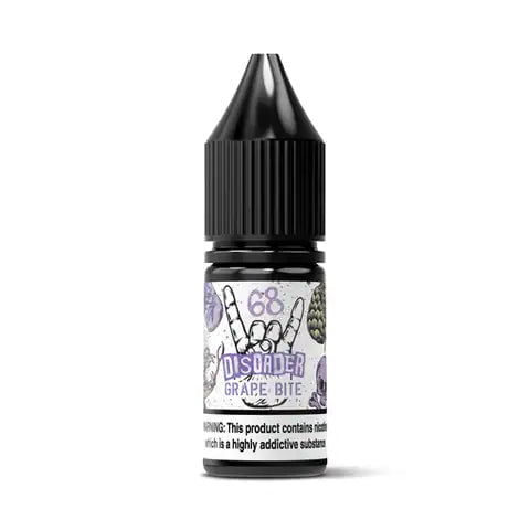 Disorder 10ml Nic Salt E-Liquids Grape Bite / 10mg On White Background