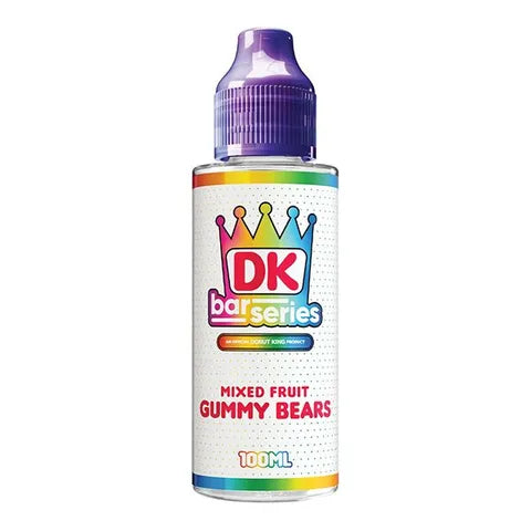 donut king bar series 100ml shortfill mixed fruit gummy bears on white background