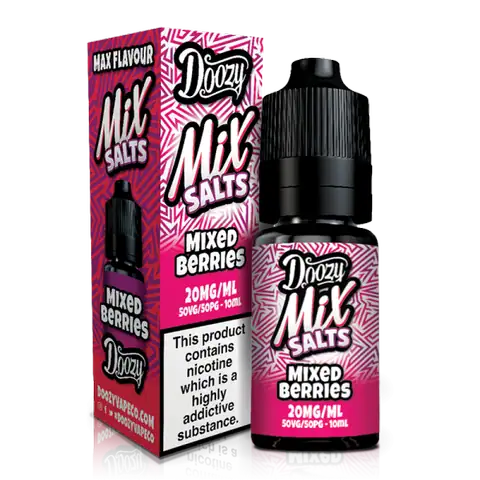 Doozy Mix Salts 10ml E-Liquids Mixed Berries / 10mg On White Background