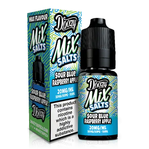 Doozy Mix Salts 10ml E-Liquids Sour Blue Raspberry Apple / 10mg On White Background