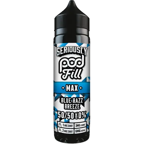 doozy pod fill max bottle blue razz breeze longfill on clear background