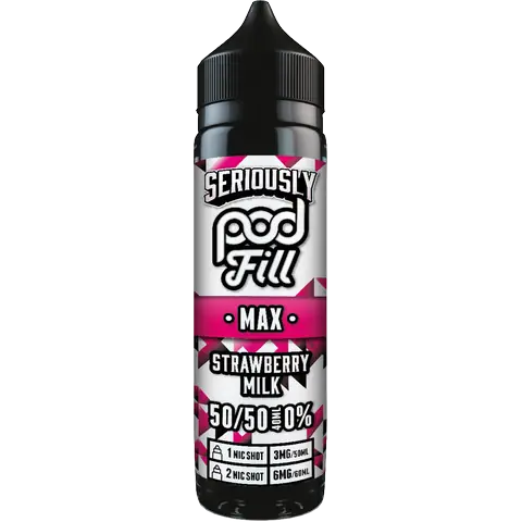 doozy pod fill max bottle strawberry milk longfill on clear background