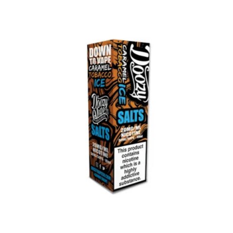 Doozy Salts E-Liquid Range 10mg / Caramel Tobacco Ice On White Background