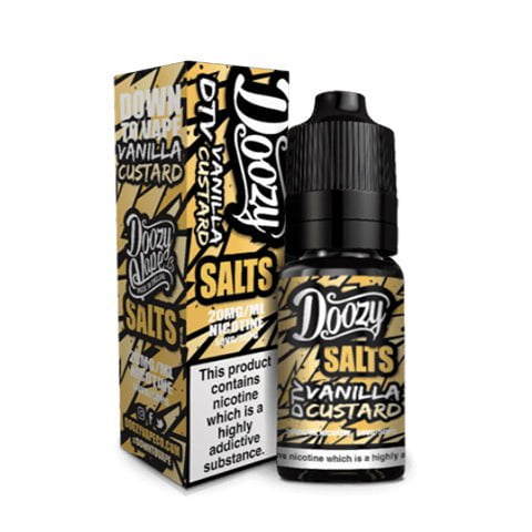 Doozy Salts E-Liquid Range 10mg / Vanilla Custard On White Background