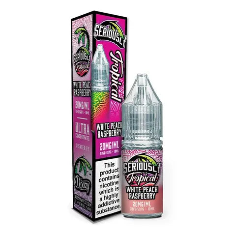 doozy serioualy tropical nic salts white peach raspberry mango on white background