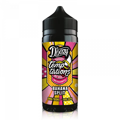 Doozy Temptations 100ml Shortfill E-Liquids Banana Split On White Background