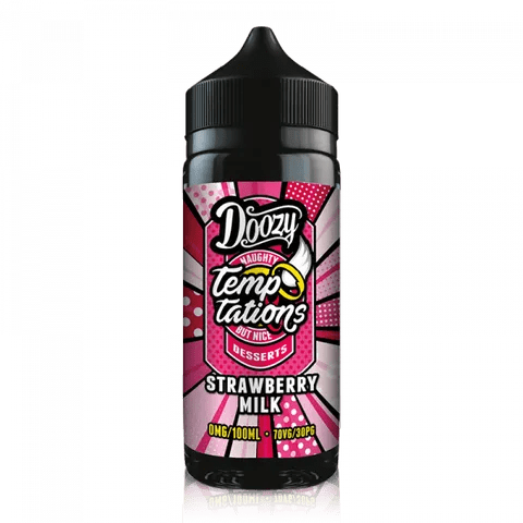 Doozy Temptations 100ml Shortfill E-Liquids Strawberry Milk On White Background