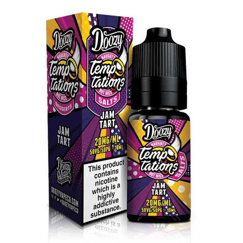 Doozy Temptations Nic Salt E-Liquids Jam Tart / 10mg On White Background