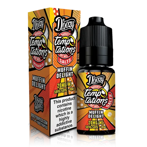 Doozy Temptations Nic Salt E-Liquids Muffin Delight / 10mg On White Background