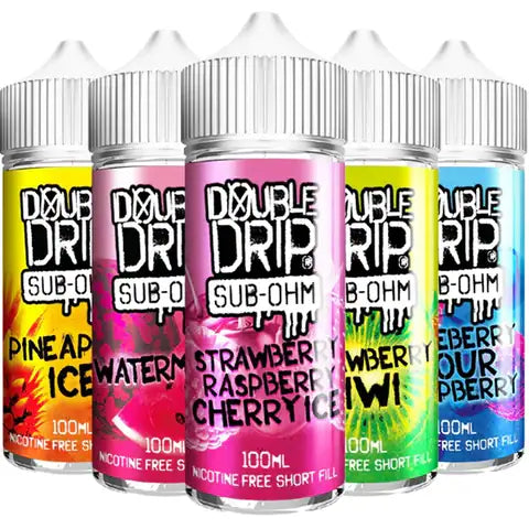 Double Drip 100ml Shortfill E-Liquid On White Background