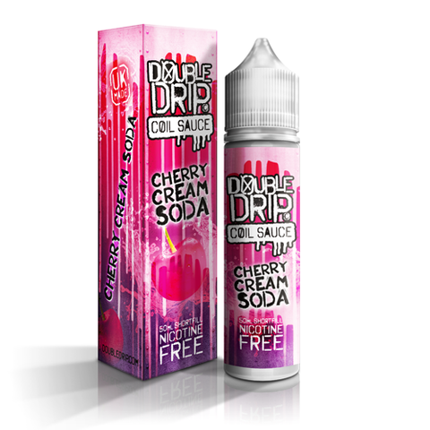 Double Drip Coil Sauce E-Liquid 50ml Shortfill Cherry Cream Soda On White Background