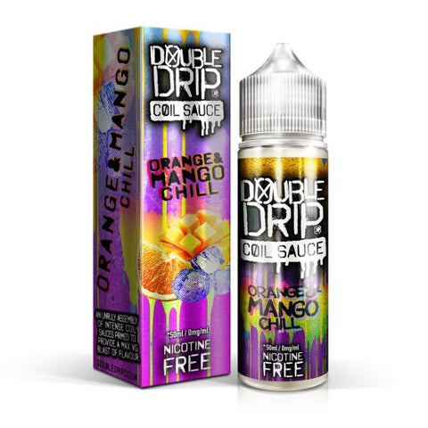 Double Drip Coil Sauce E-Liquid 50ml Shortfill Orange & Mango Chill On White Background