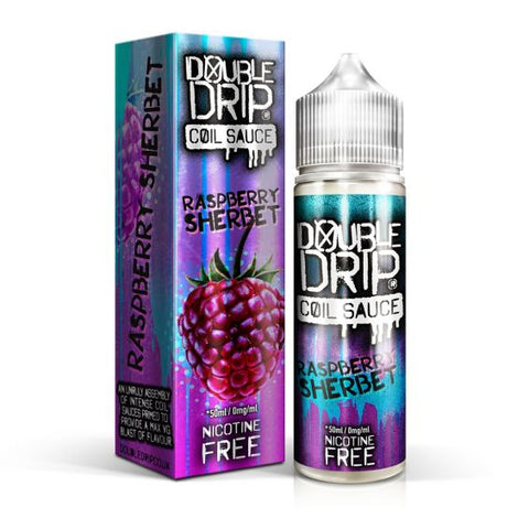 Double Drip Coil Sauce E-Liquid 50ml Shortfill Raspberry Sherbet On White Background