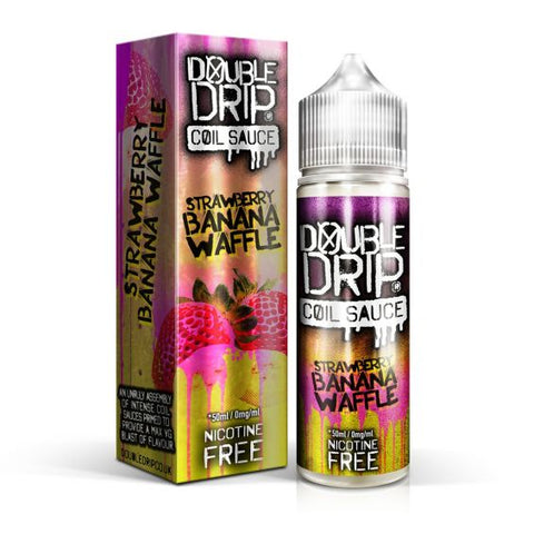 Double Drip Coil Sauce E-Liquid 50ml Shortfill Strawberry Banana Waffle On White Background