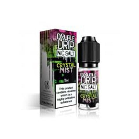 Double Drip E-Liquids 10ml Nic Salt Crystal Mist / 10mg On White Background