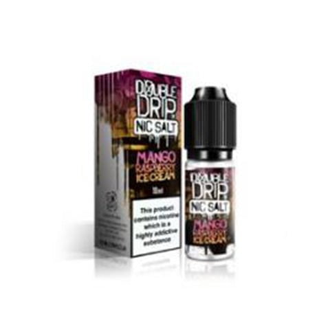 Double Drip E-Liquids 10ml Nic Salt Mango Raspberry Ice Cream / 10mg On White Background