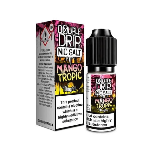 Double Drip E-Liquids 10ml Nic Salt Mango Tropic / 10mg On White Background