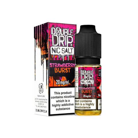 Double Drip E-Liquids 10ml Nic Salt Strawberry Burst / 10mg On White Background