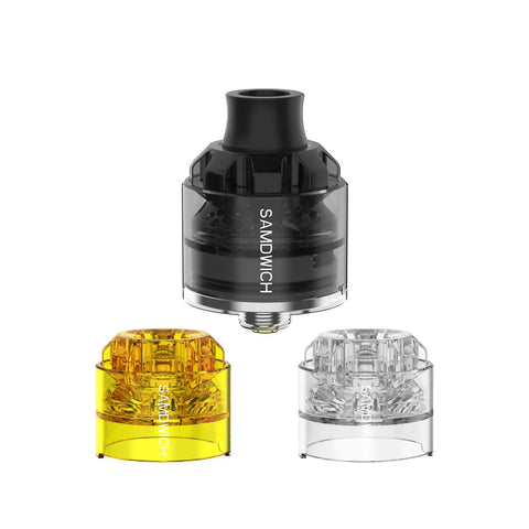 Dovpo x Across Vape Samdwich RDA Translucent Polished Top Caps On White Background