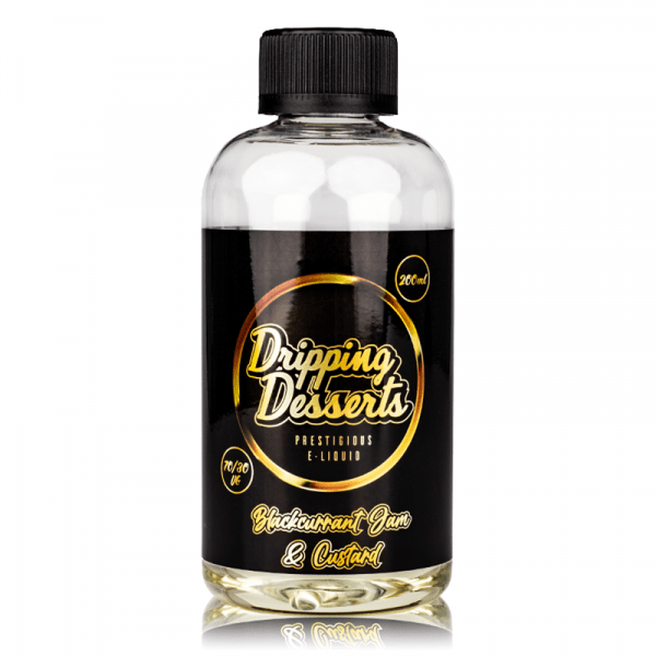 Dripping Desserts 200ml Shortfill E-Liquid Blackcurrant Jam & Custard On White Background