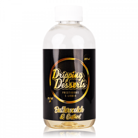 Dripping Desserts 200ml Shortfill E-Liquid Butterscotch Custard On White Background