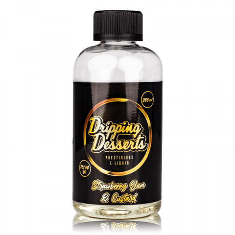 Dripping Desserts 200ml Shortfill E-Liquid Strawberry Jam & Custard On White Background