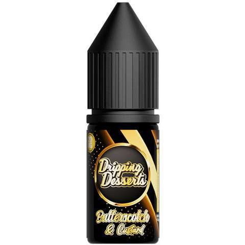 Dripping Desserts Nic Salt E-Liquids 10mg / Butterscotch Custard On White Background