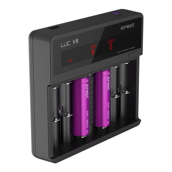 Efest LUC V6 Six Bay Smart Battery Charger On White Background