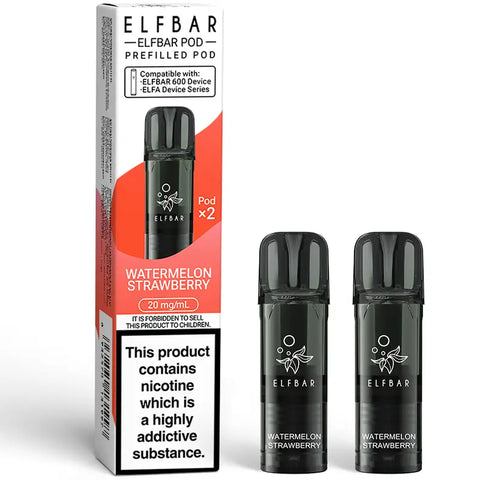 Elf Bar 600 Prefilled Vape Pods Watermelon Strawberry