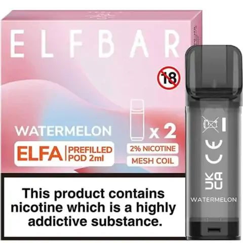 Elf Bar ELFA Pre-Filled Pods Watermelon On White Background