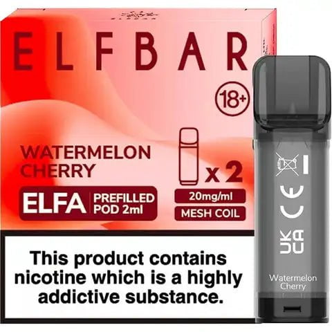 Elf Bar ELFA Pre-Filled Pods Watermelon Cherry On White Background