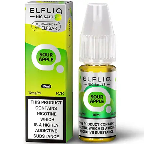 Elfliq sour apple 10ml bottle on white background