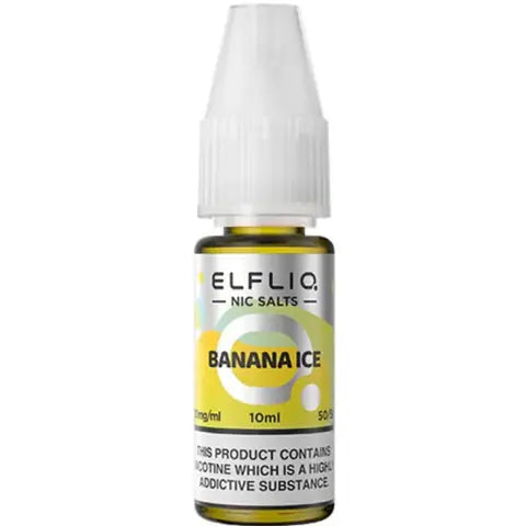 elfliq nic salts banana ice on white background