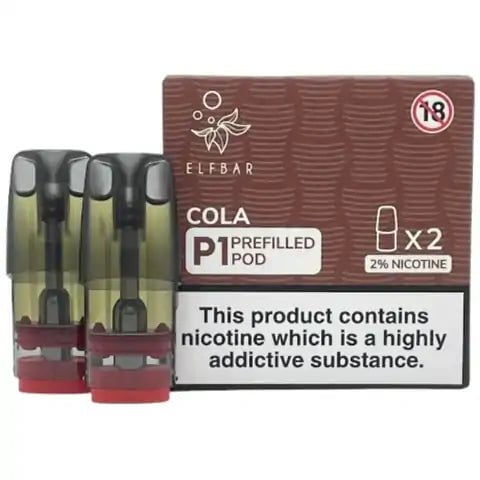 Elf Bar Mate P1 Prefilled Pods (2 Pods) Cola On White Background