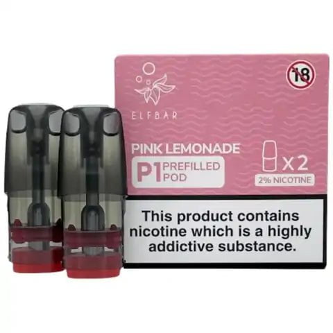 Elf Bar Mate P1 Prefilled Pods (2 Pods) Pink Lemonade On White Background