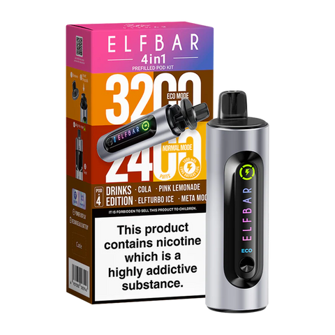 elfbar 4in1 pod vape drinks edition on black background