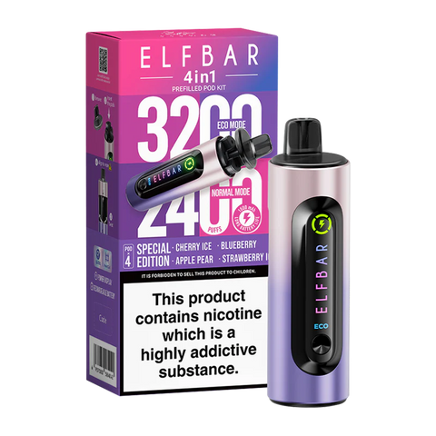 elfbar 4in1 pod vape special edition on black background