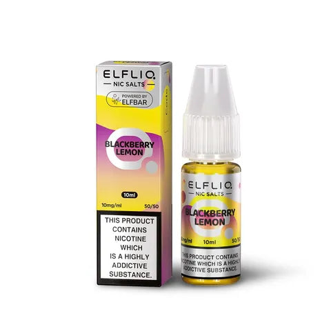 elfliq nic salts blackberry lemon on white background