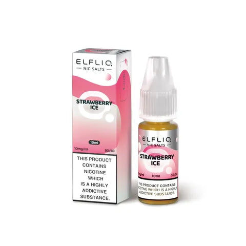 elfliq nic salts strawberry ice on white background